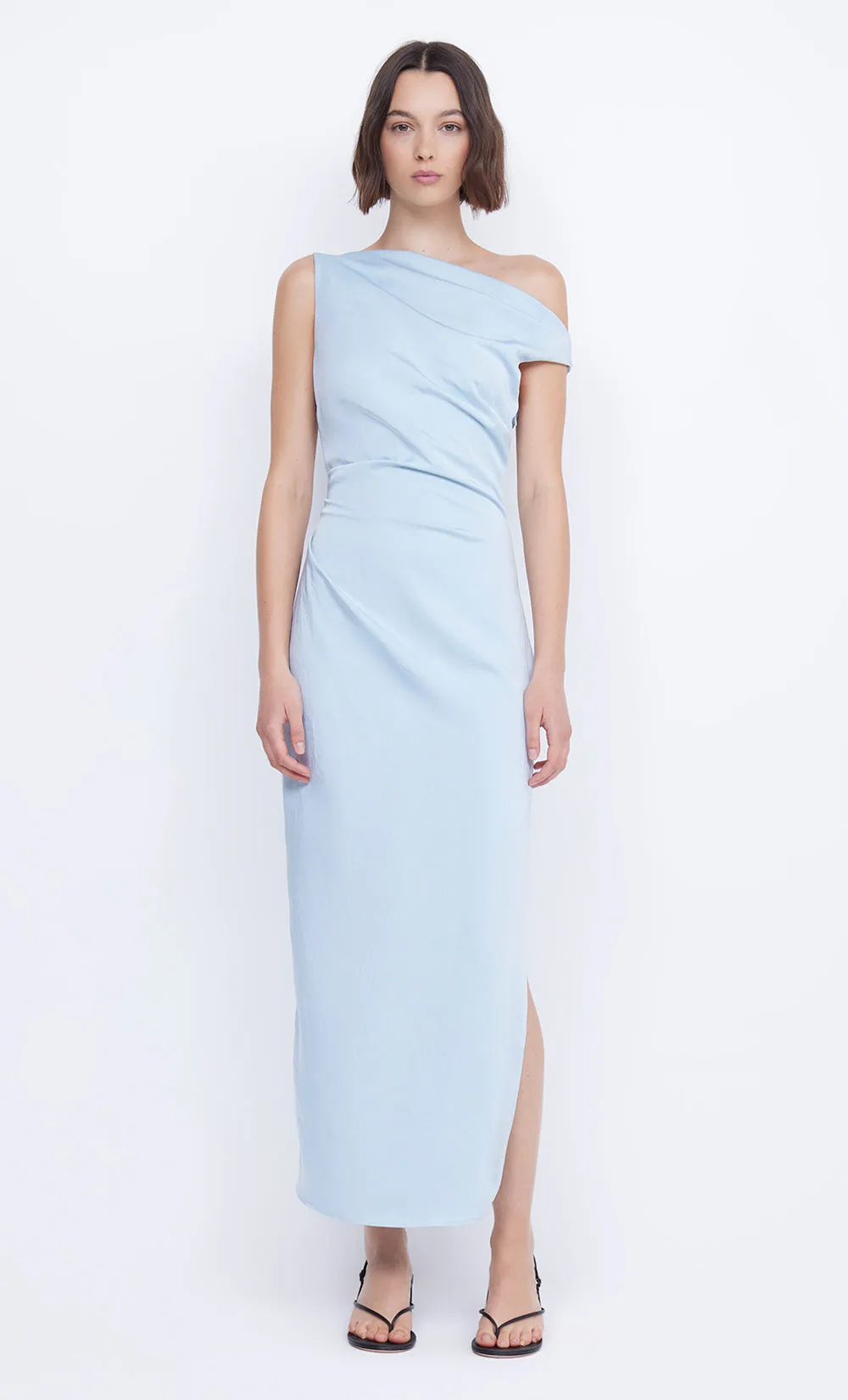 ROCHELLE ASYM MIDI DRESS - DOLPHIN BLUE sold by bec + bridge product image thumbnail 3