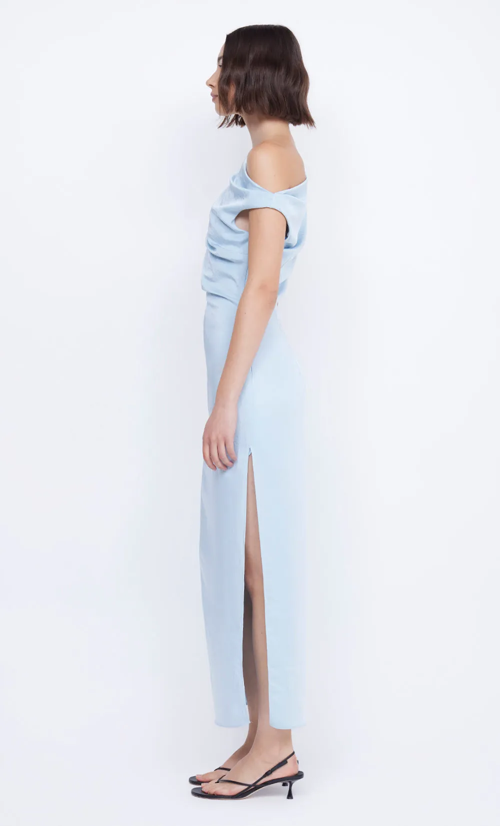 ROCHELLE ASYM MIDI DRESS - DOLPHIN BLUE sold by bec + bridge product image thumbnail 5