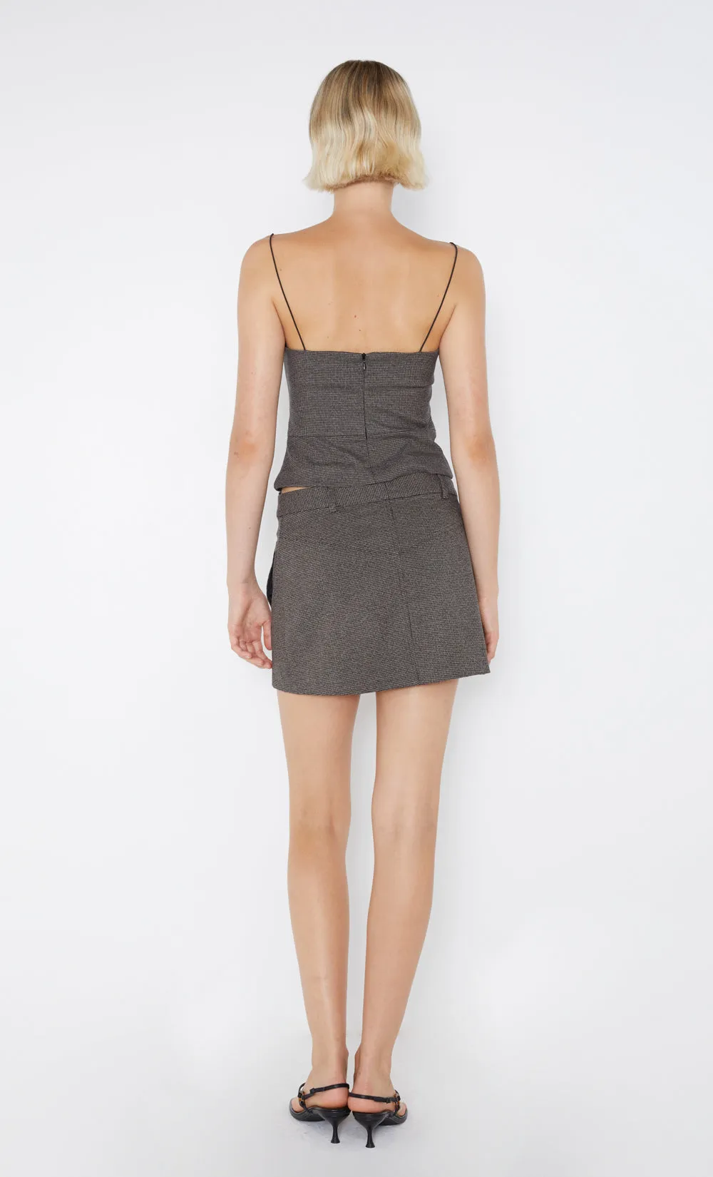 BORDEAUX MINI SKIRT - CHECK SAND/BLACK sold by bec + bridge product image thumbnail 4