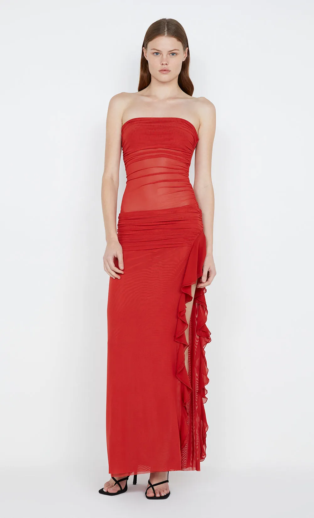 CELYSE STRAPLESS DRESS ROUGE Parallel