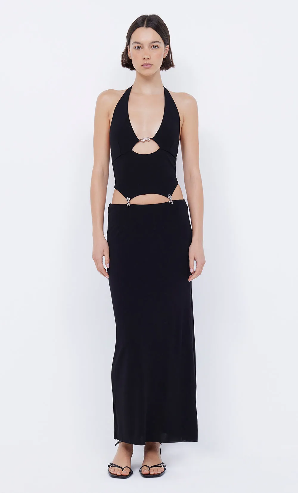 MALENA CLASP MAXI DRESS - BLACK | Parallel