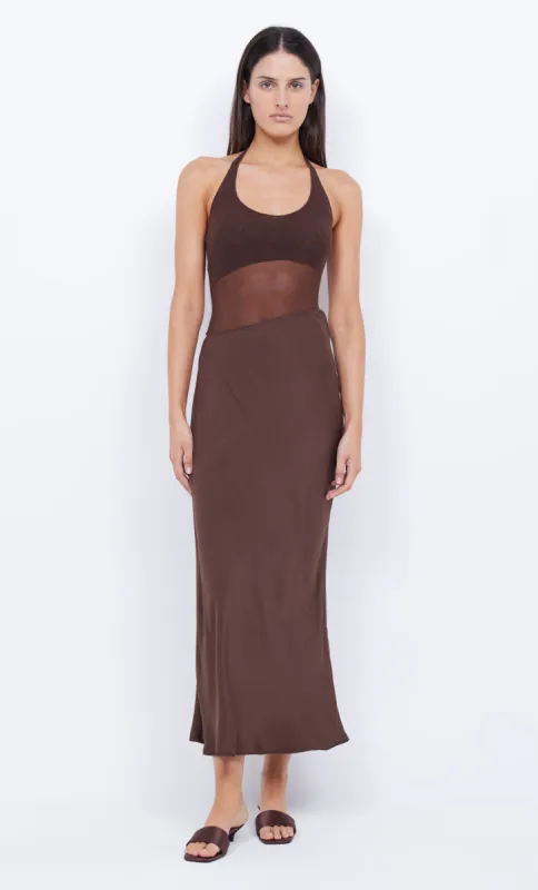 MARINA ASYM MAXI DRESS - COCOA sold by bec + bridge