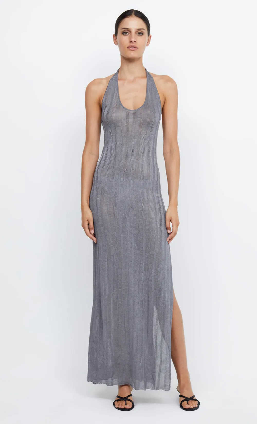 CONNER HALTER KNIT MAXI DRESS - CHARCOAL sold by bec + bridge