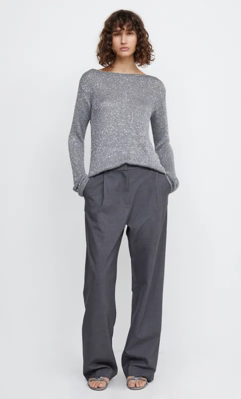 SADIE SEQUIN LONG SLEEVE KNIT TOP - CHARCOAL sold by bec + bridge