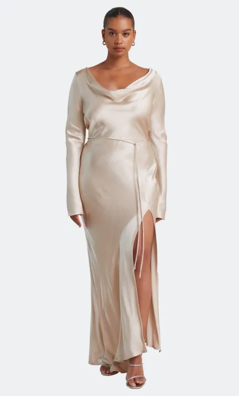 MOON DANCE LONG SLEEVE COWL DRESS - SAND sold by bec + bridge