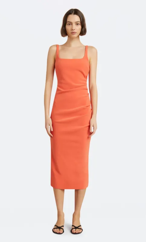 KARINA TUCK MIDI DRESS - FIRE RED sold by bec + bridge