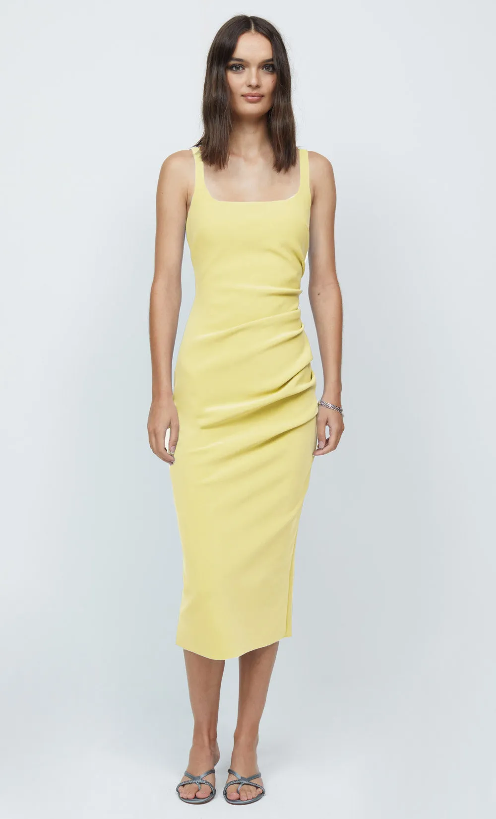 KARINA TUCK MIDI DRESS - BUTTER YELLOW sold by bec + bridge