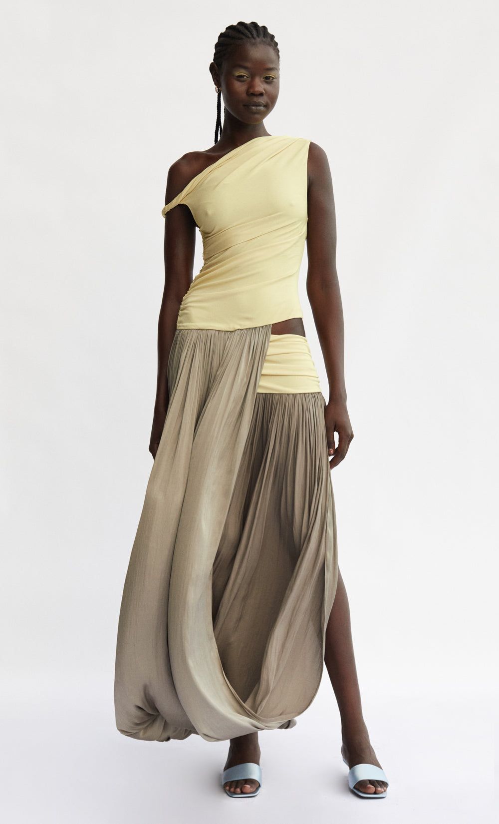 SERENE BOATNECK MAXI DRESS - CITRUS/ TAUPE sold by bec + bridge