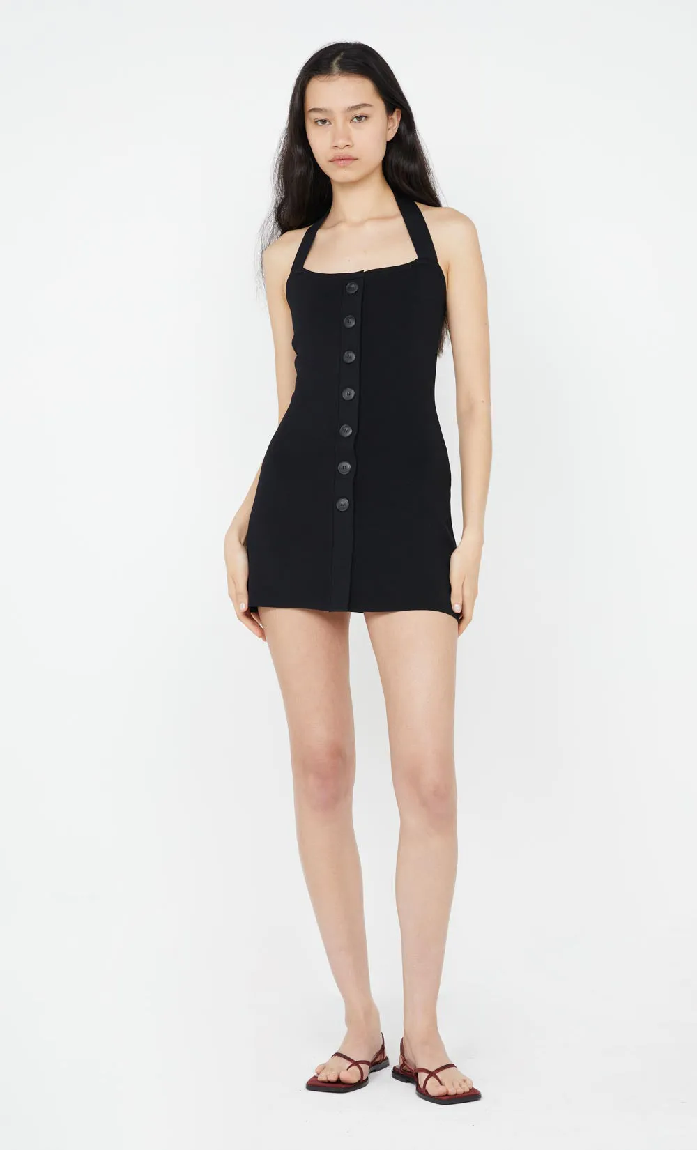 ILORA KNIT HALTER MINI DRESS - BLACK sold by bec + bridge