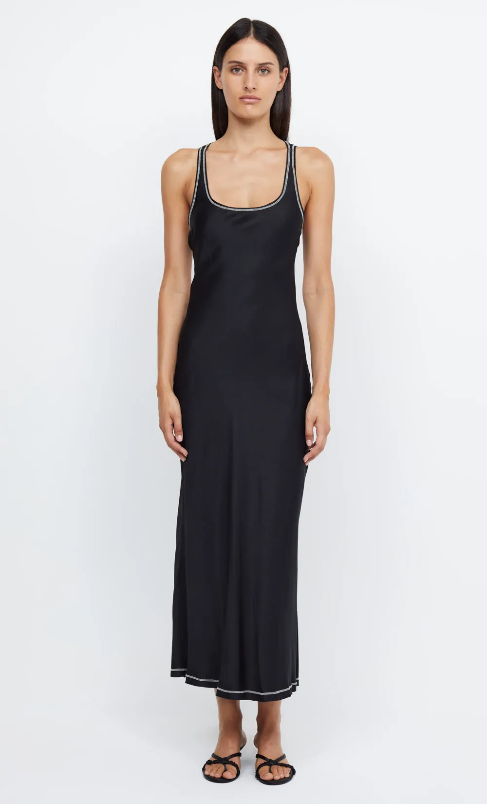 EMERY BACKLESS MIDI DRESS - BLACK/IVORY sold by bec + bridge