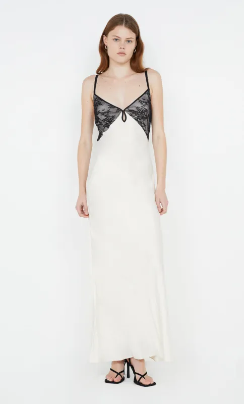 TEREZA KEYHOLE DRESS - IVORY/BLACK sold by bec + bridge