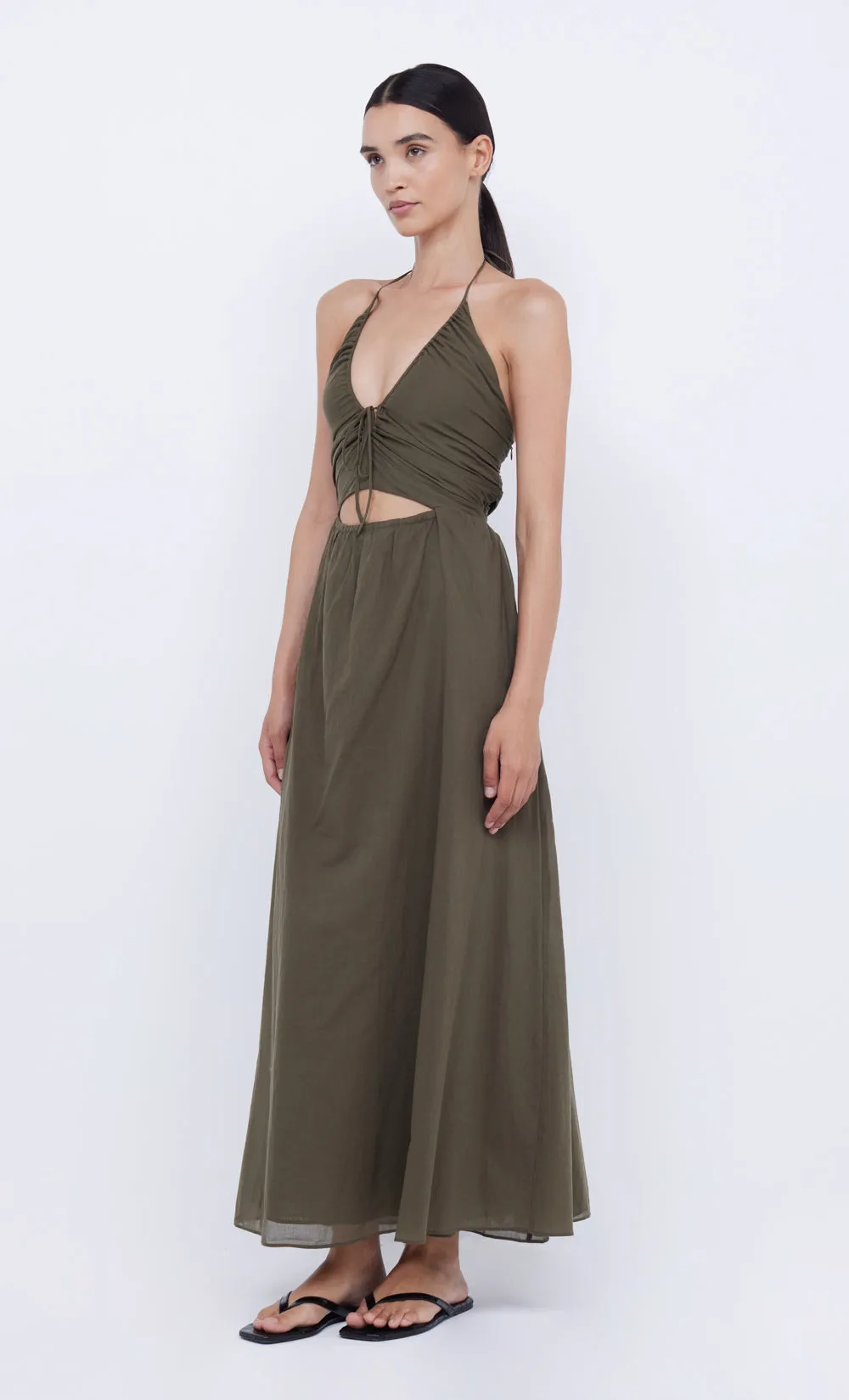 CALYPSO HALTER MAXI DRESS - OLIVE GREEN sold by bec + bridge product image thumbnail 3