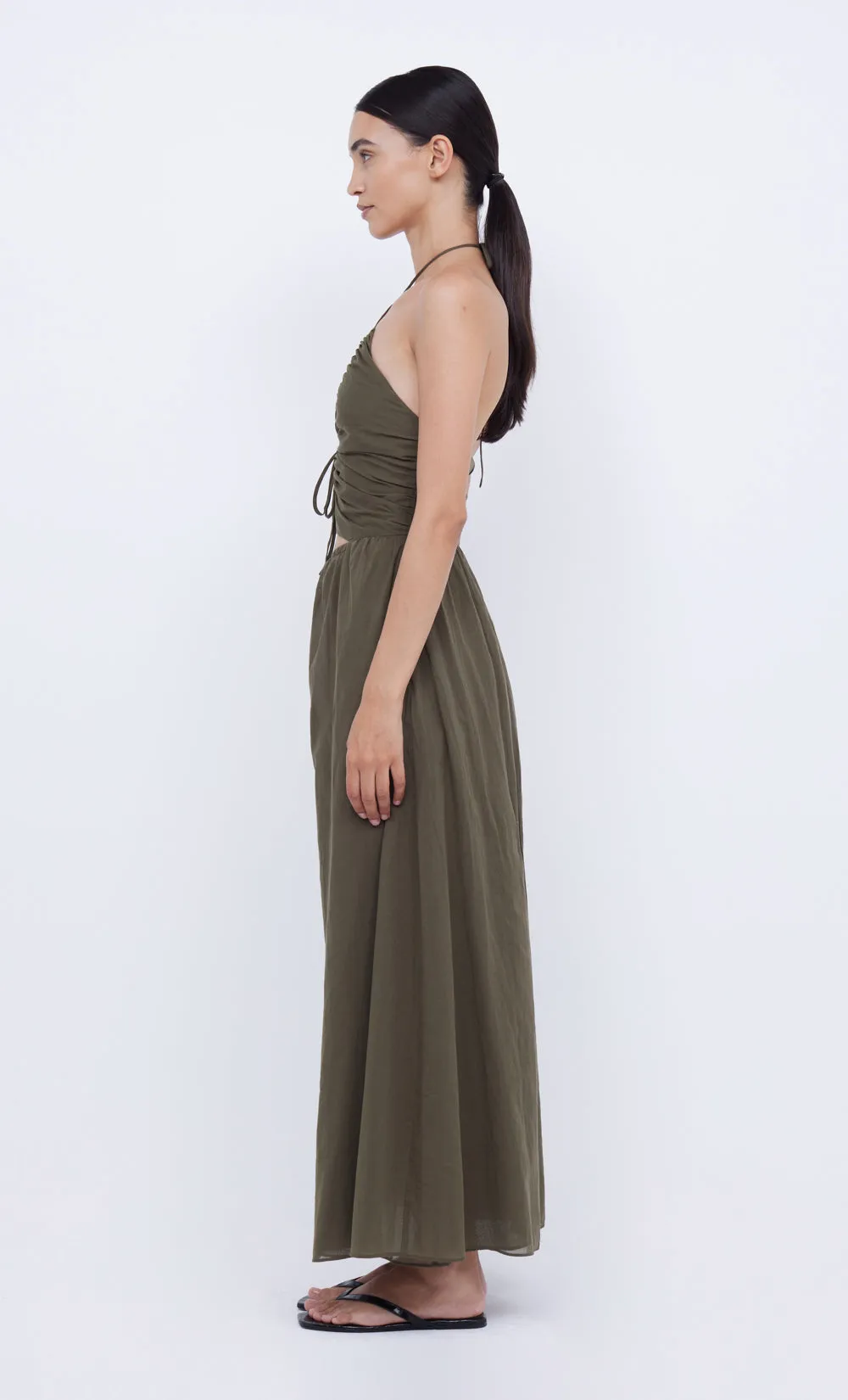 CALYPSO HALTER MAXI DRESS - OLIVE GREEN sold by bec + bridge product image thumbnail 4
