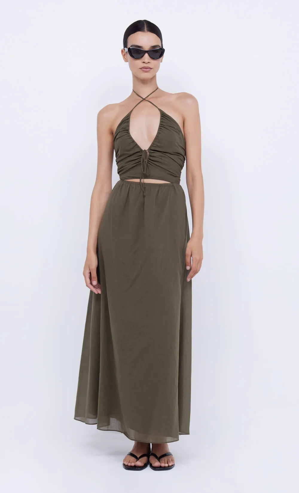 CALYPSO HALTER MAXI DRESS - OLIVE GREEN sold by bec + bridge product image thumbnail 5