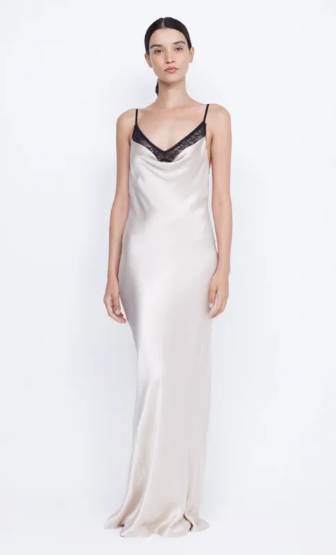 ARABELLA BACKLESS DRESS - SAND/BLACK sold by bec + bridge