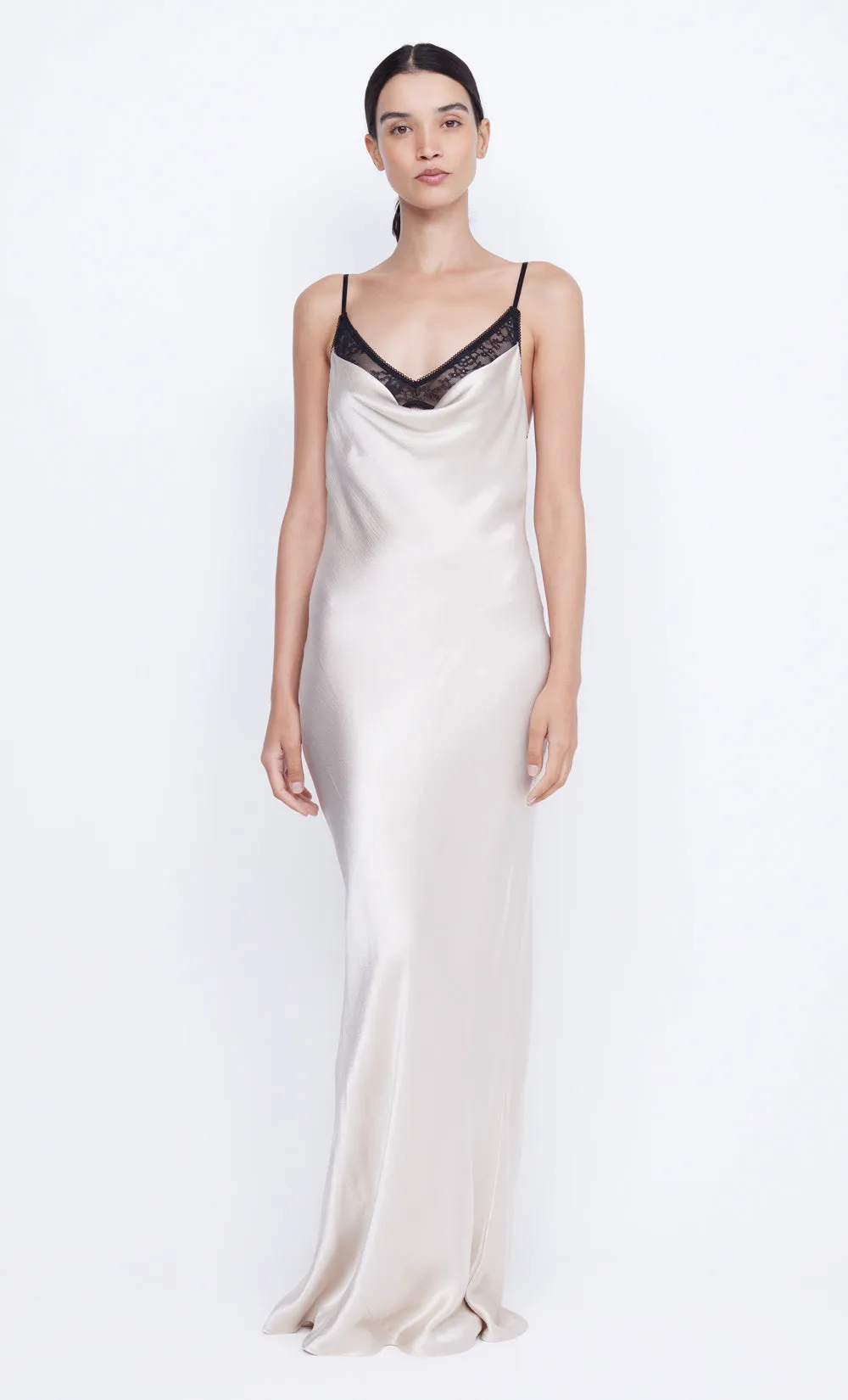 ARABELLA BACKLESS DRESS - SAND/BLACK sold by bec + bridge