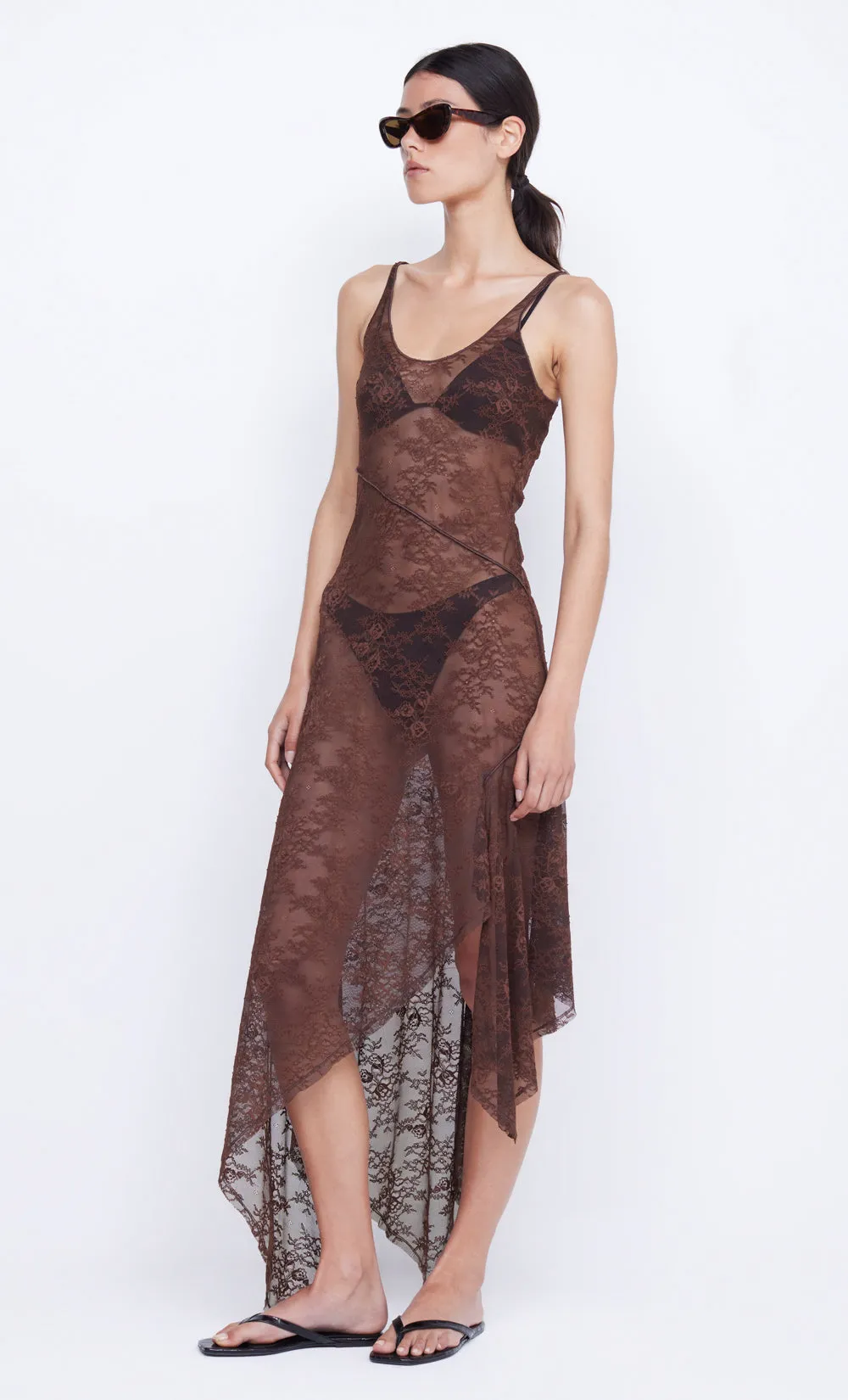 ADONIA ASYM MIDI DRESS - CHOCOLATE sold by bec + bridge product image thumbnail 3