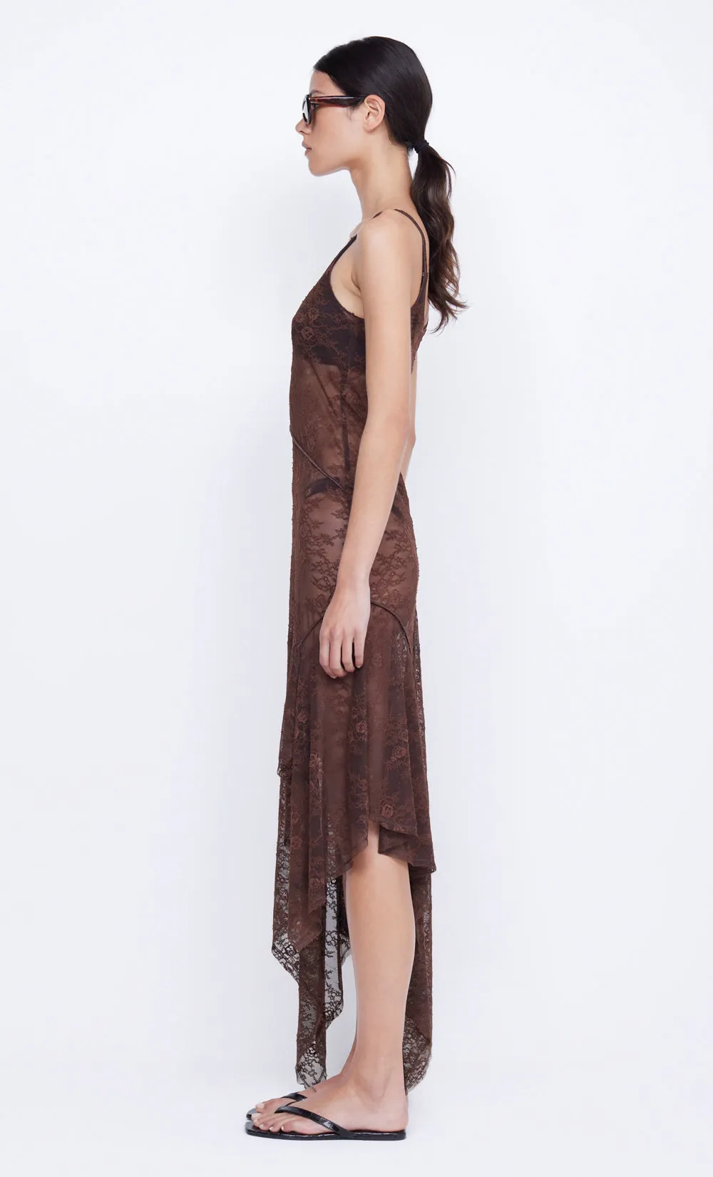 ADONIA ASYM MIDI DRESS - CHOCOLATE sold by bec + bridge product image thumbnail 4