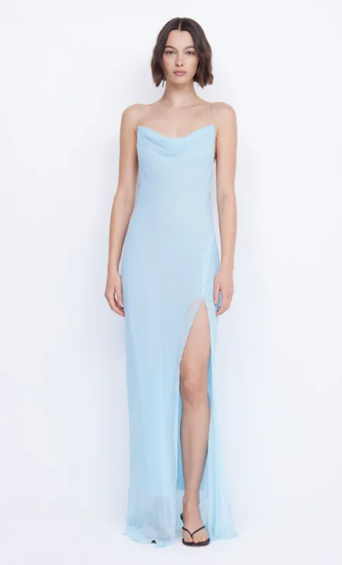 ELZETTE SPLIT MAXI DRESS - DOLPHIN BLUE sold by bec + bridge
