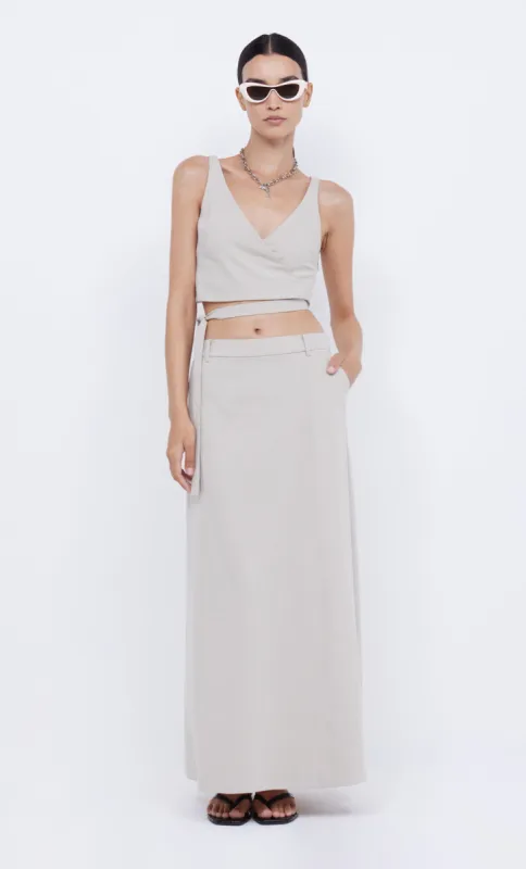 HALLIE WRAP CROP TOP - CEMENT sold by bec + bridge