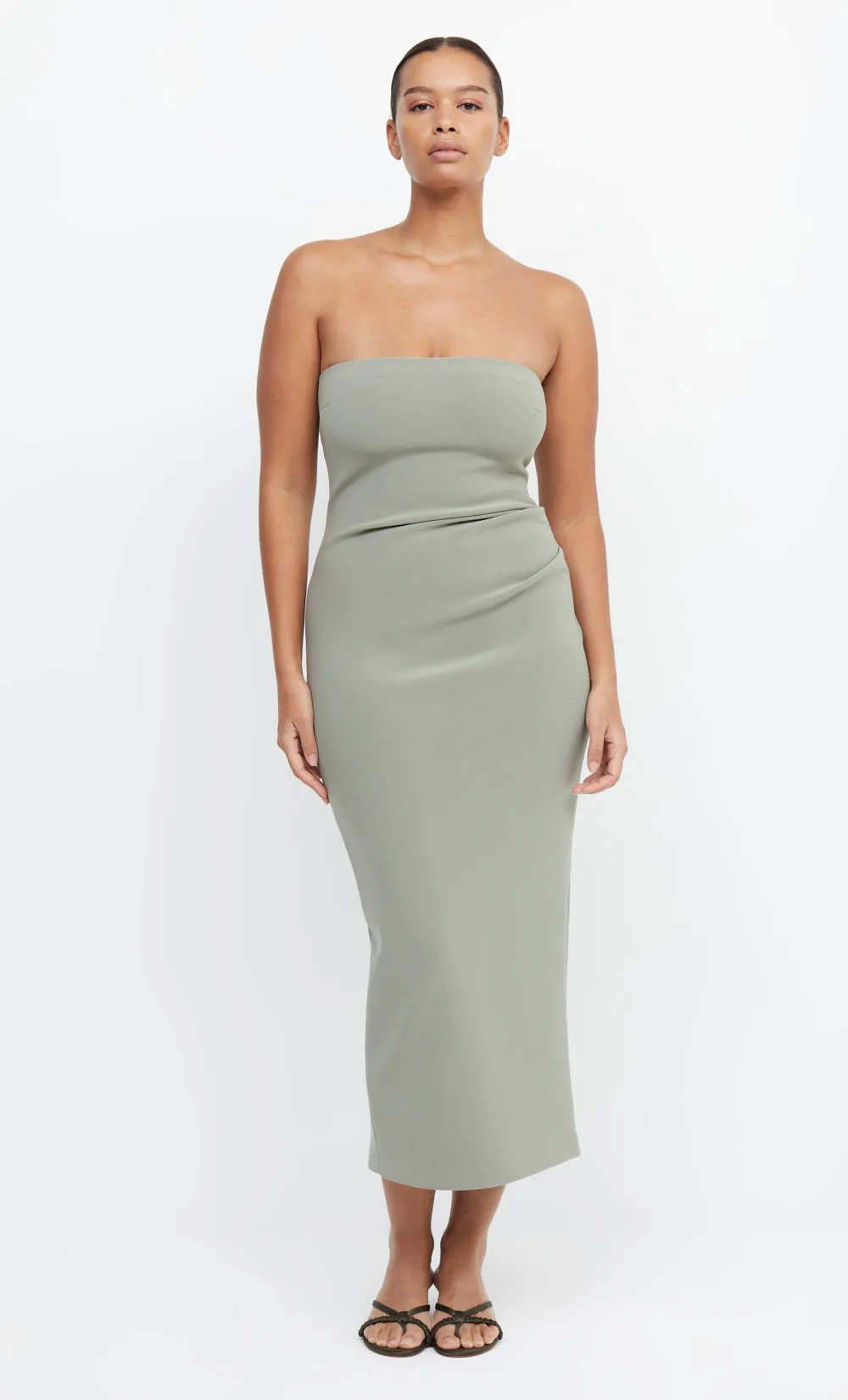 BE MINE STRAPLESS MIDI DRESS - SAGE sold by bec + bridge