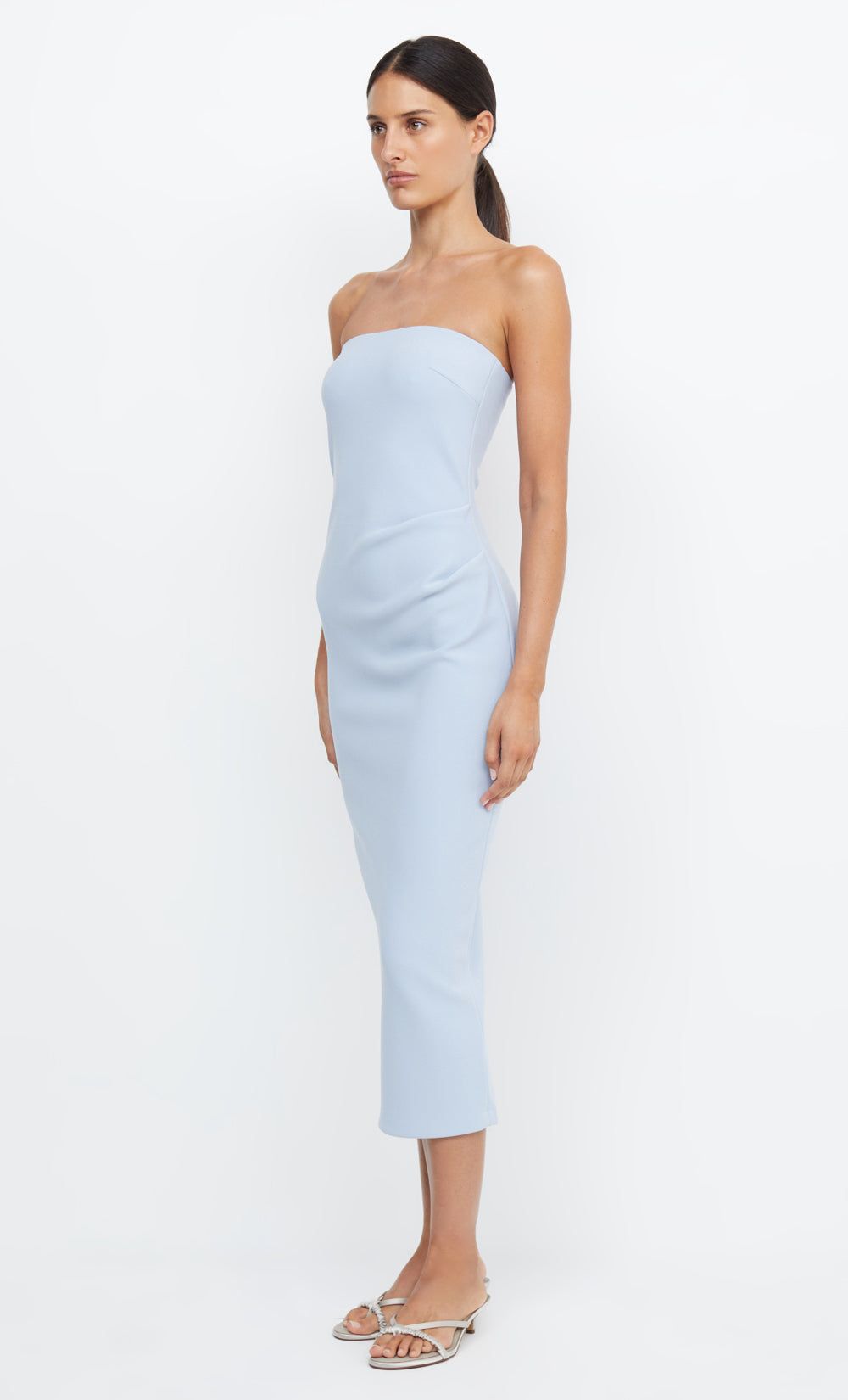 BE MINE STRAPLESS MIDI DRESS - DUSTY BLUE sold by bec + bridge product image thumbnail 3