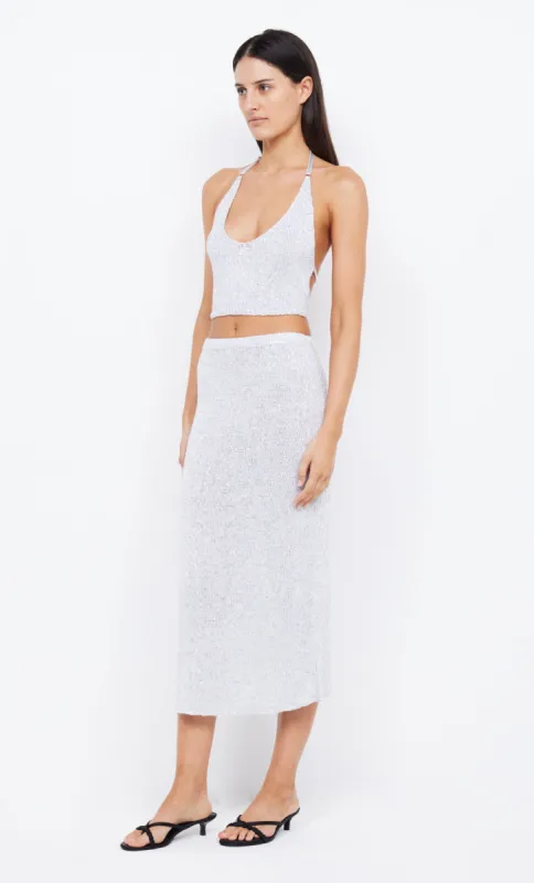 SADIE SEQUIN KNIT MAXI SKIRT - CRYSTAL sold by bec + bridge
