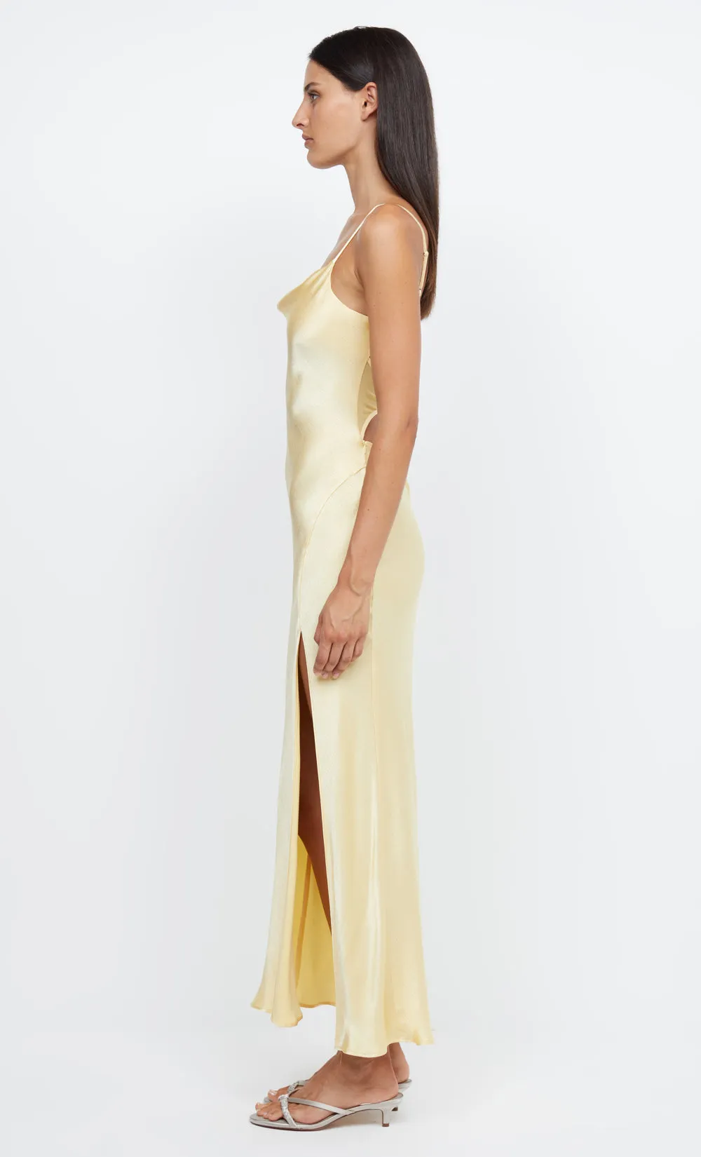 MARGOT SPLIT MIDI DRESS - BUTTER YELLOW sold by bec + bridge product image thumbnail 4