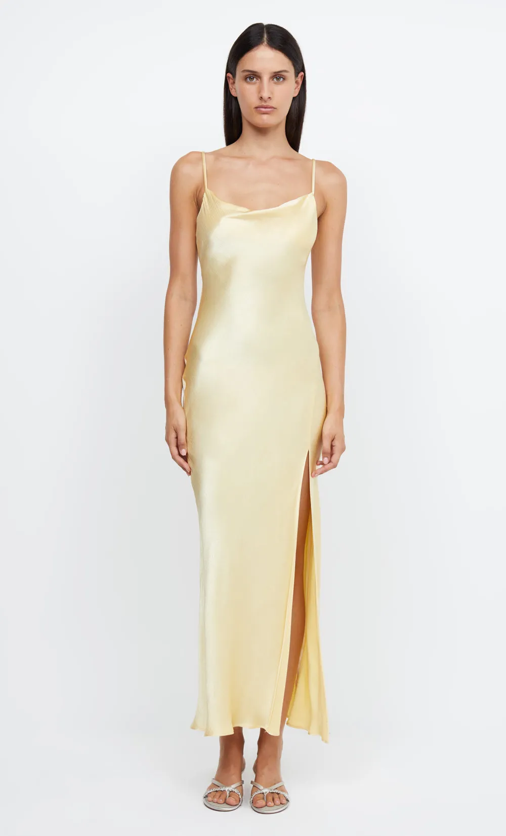 MARGOT SPLIT MIDI DRESS - BUTTER YELLOW sold by bec + bridge