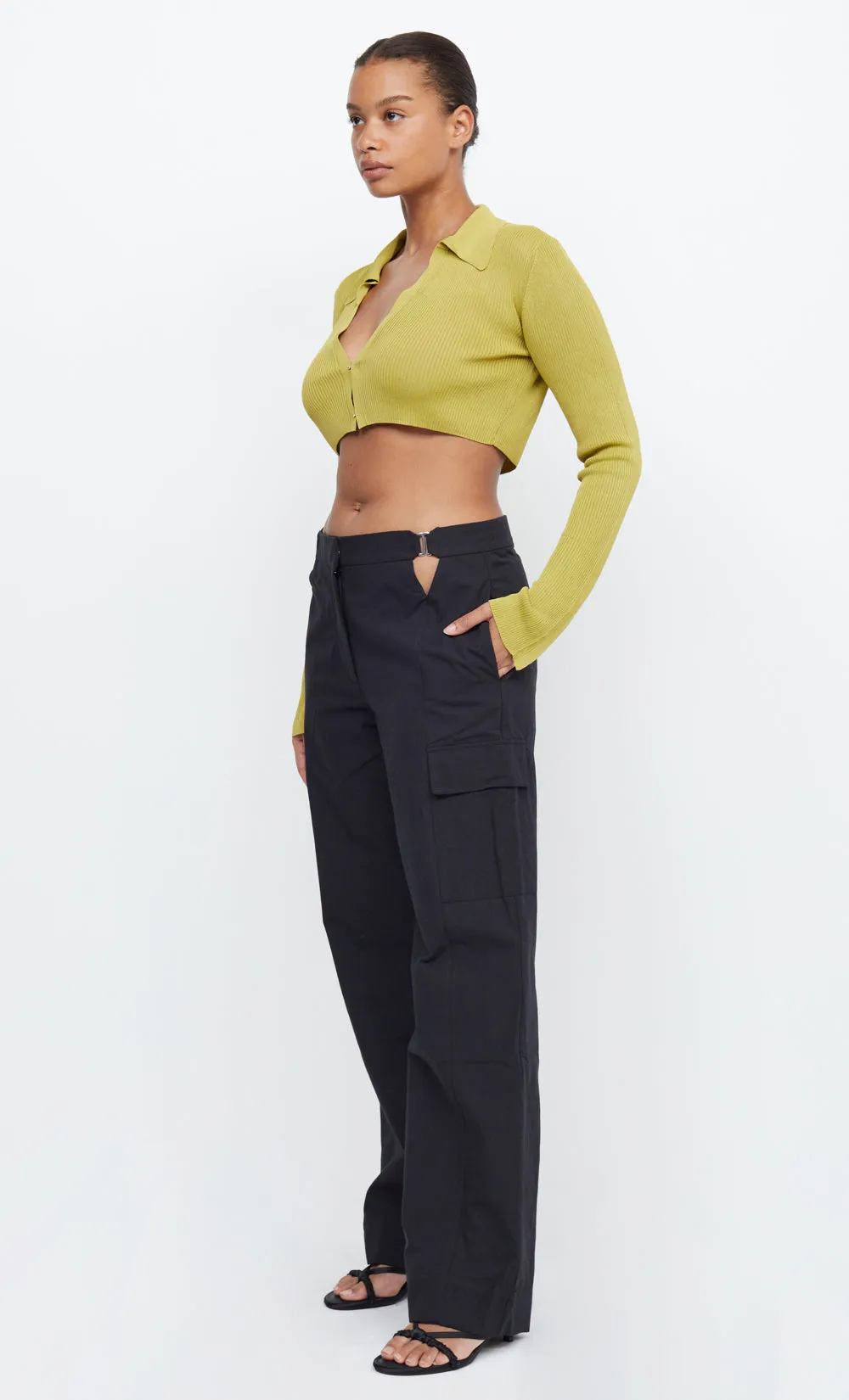 TILDA LONG SLEEVE KNIT CROP TOP - OLIVE OIL sold by bec + bridge product image thumbnail 4