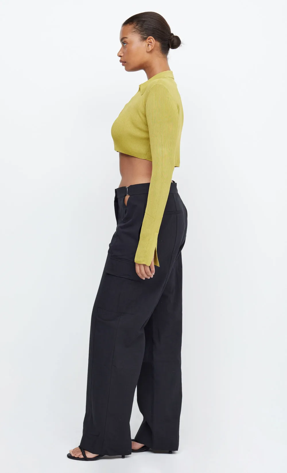 TILDA LONG SLEEVE KNIT CROP TOP - OLIVE OIL sold by bec + bridge product image thumbnail 5