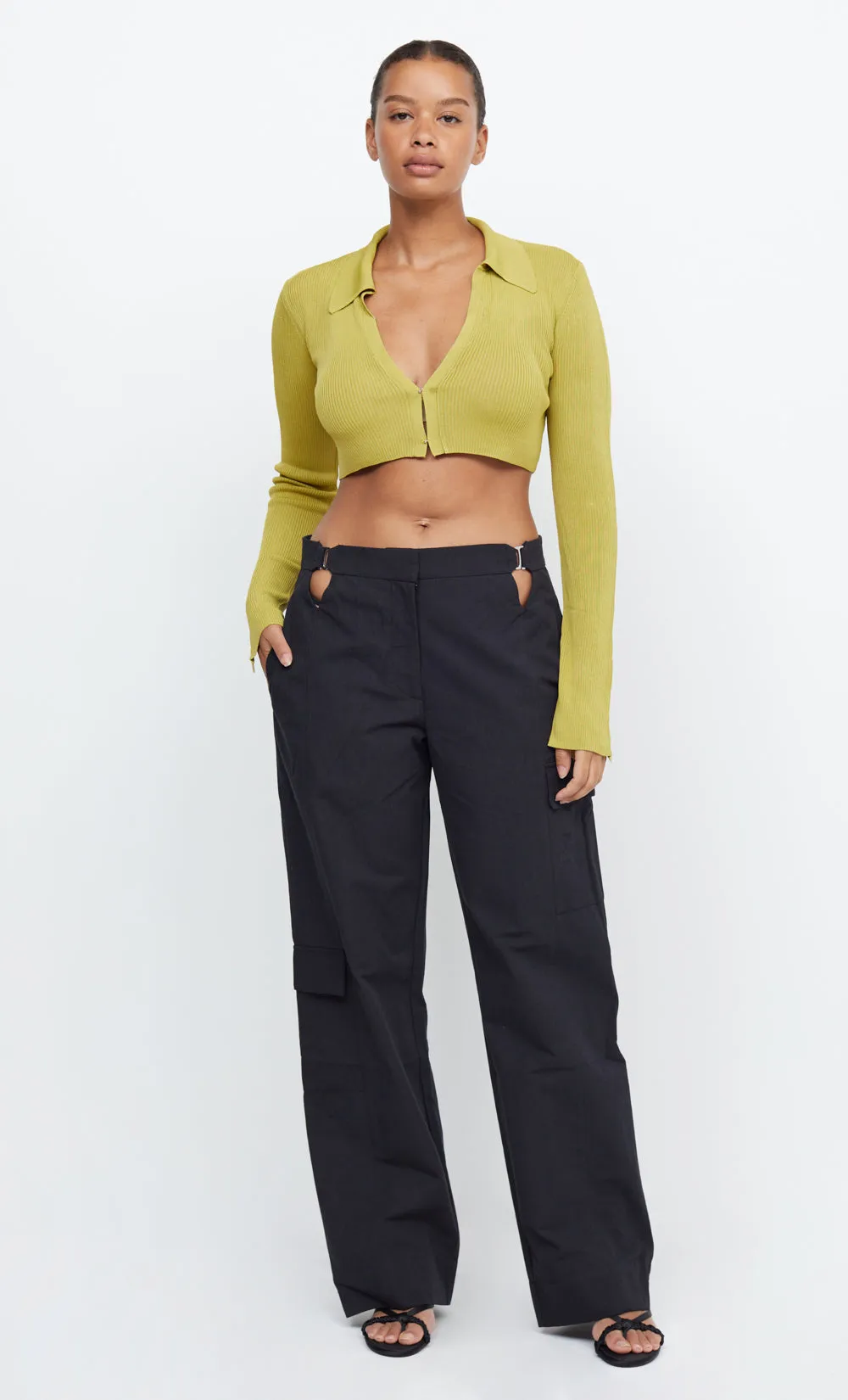 TILDA LONG SLEEVE KNIT CROP TOP - OLIVE OIL sold by bec + bridge product image thumbnail 2