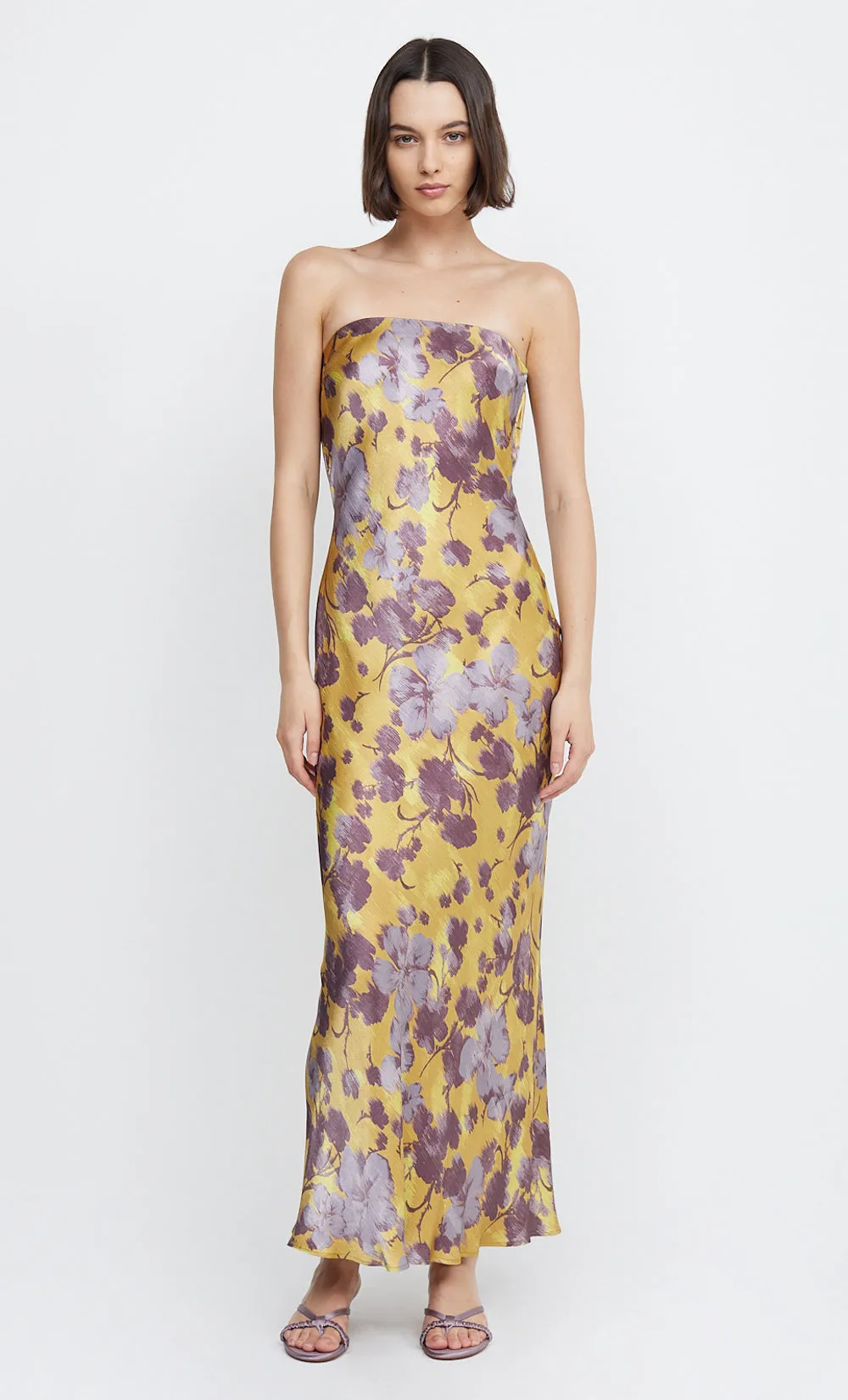 MOON DANCE STRAPLESS DRESS - GOLDEN VIOLET sold by bec + bridge