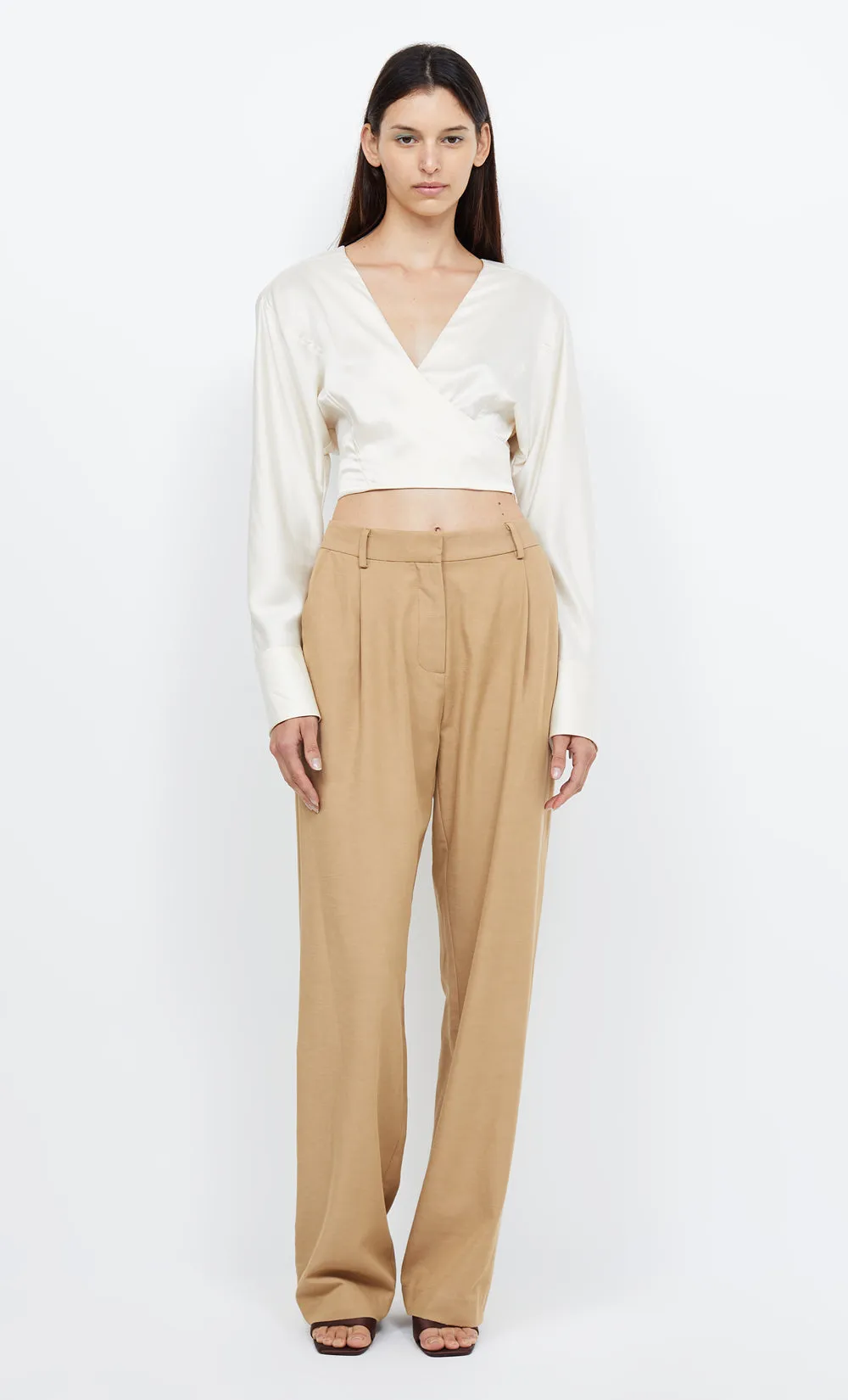 KAIA WRAP LONG SLEEVE BLOUSE - IVORY sold by bec + bridge