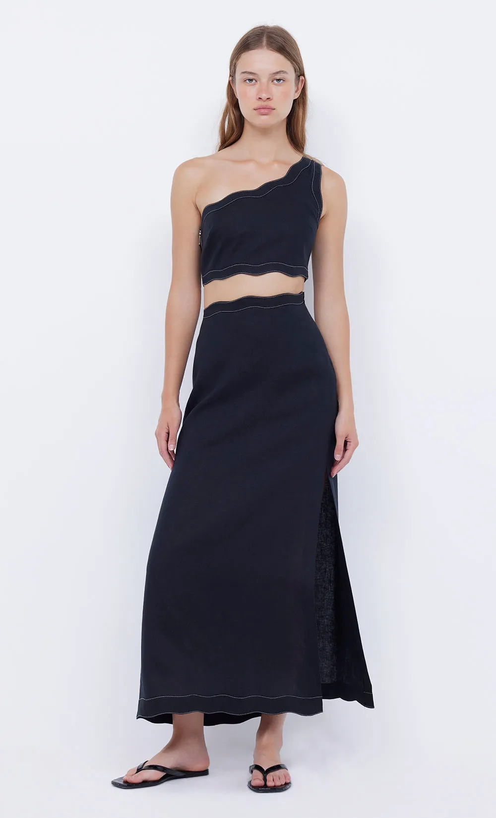 TALLULAH ASYM CROP TOP - BLACK/BLACK sold by bec + bridge