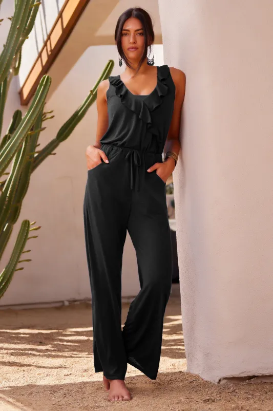 Breezy Basic Ruffle Jumpsuit Cover-up made by BECCA