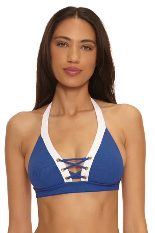 Yacht Club Halter Bikini Top made by BECCA