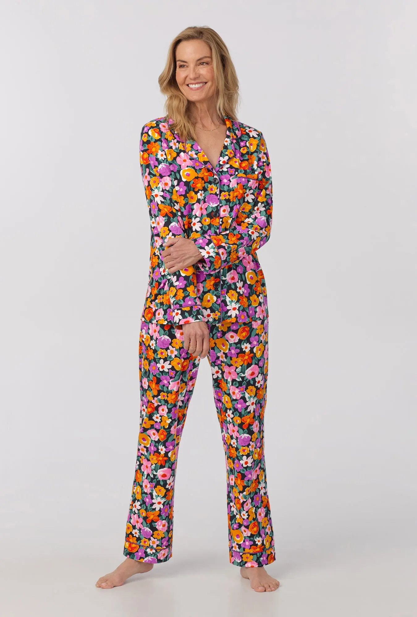Cottage Flowers Long Sleeve Classic Stretch Jersey PJ Set sold by BedHead