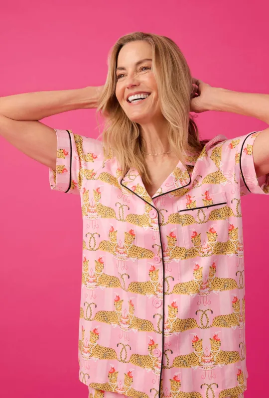 Tea For Two Short Sleeve Classic Shorty Stretch Jersey PJ Set made by BedHead