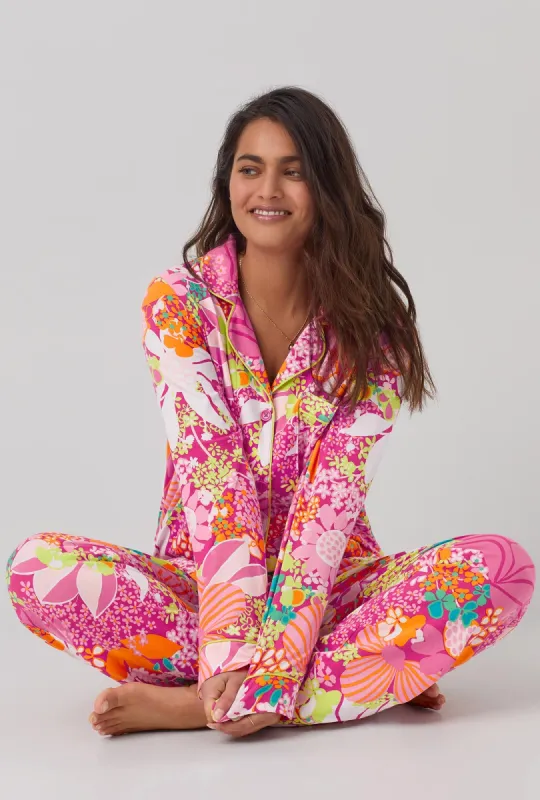 BedHead x Trina Turk Fiesta Floral Women's Long Sleeve Classic Stretch Jersey PJ Set sold by BedHead