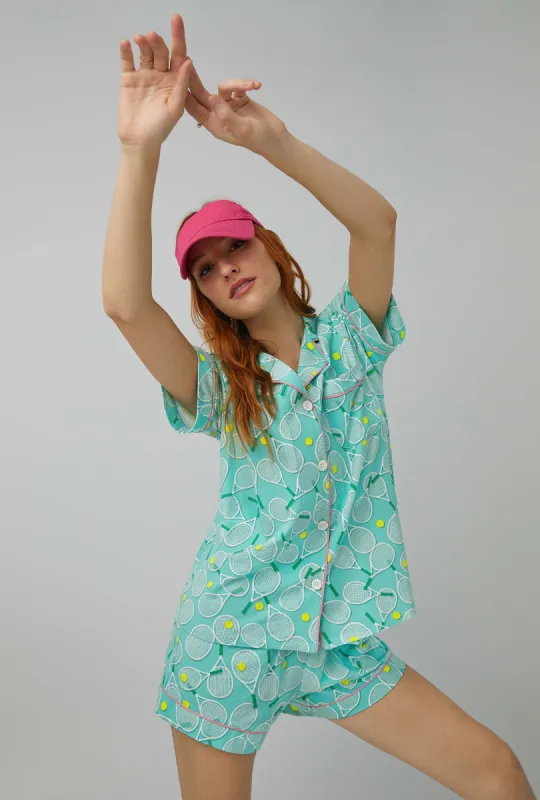 Tennis Club Short Sleeve Classic Shorty Stretch Jersey PJ Set sold by BedHead