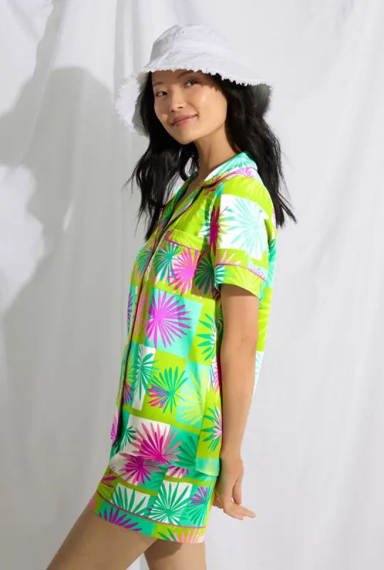 BedHead x Trina Turk Tropical Tile Women's Short Sleeve Classic Shorty Stretch Jersey PJ Set sold by BedHead