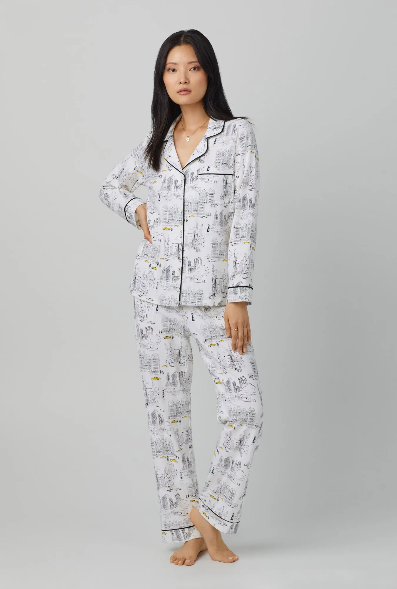 City That Never Sleeps Long Sleeve Classic Stretch Jersey PJ Set sold by BedHead product image thumbnail 2