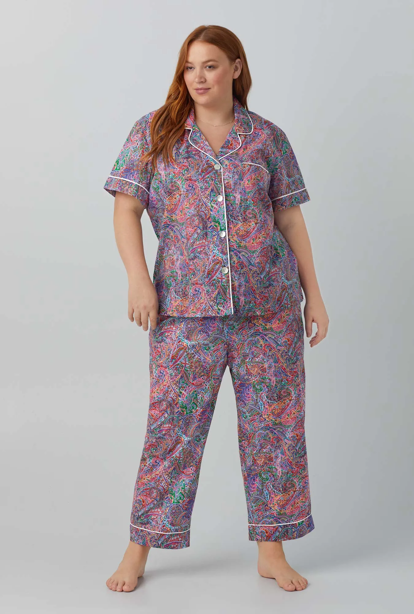 Dana Sharmin Short Sleeve Classic Woven Cotton Tana Lawn® Cropped PJ Set Made with Liberty Fabrics sold by BedHead product image thumbnail 5