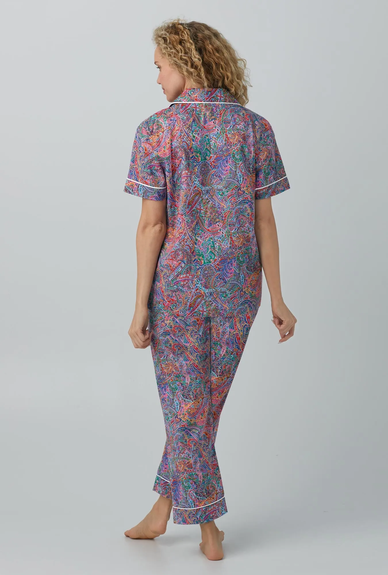Dana Sharmin Short Sleeve Classic Woven Cotton Tana Lawn® Cropped PJ Set Made with Liberty Fabrics sold by BedHead product image thumbnail 3