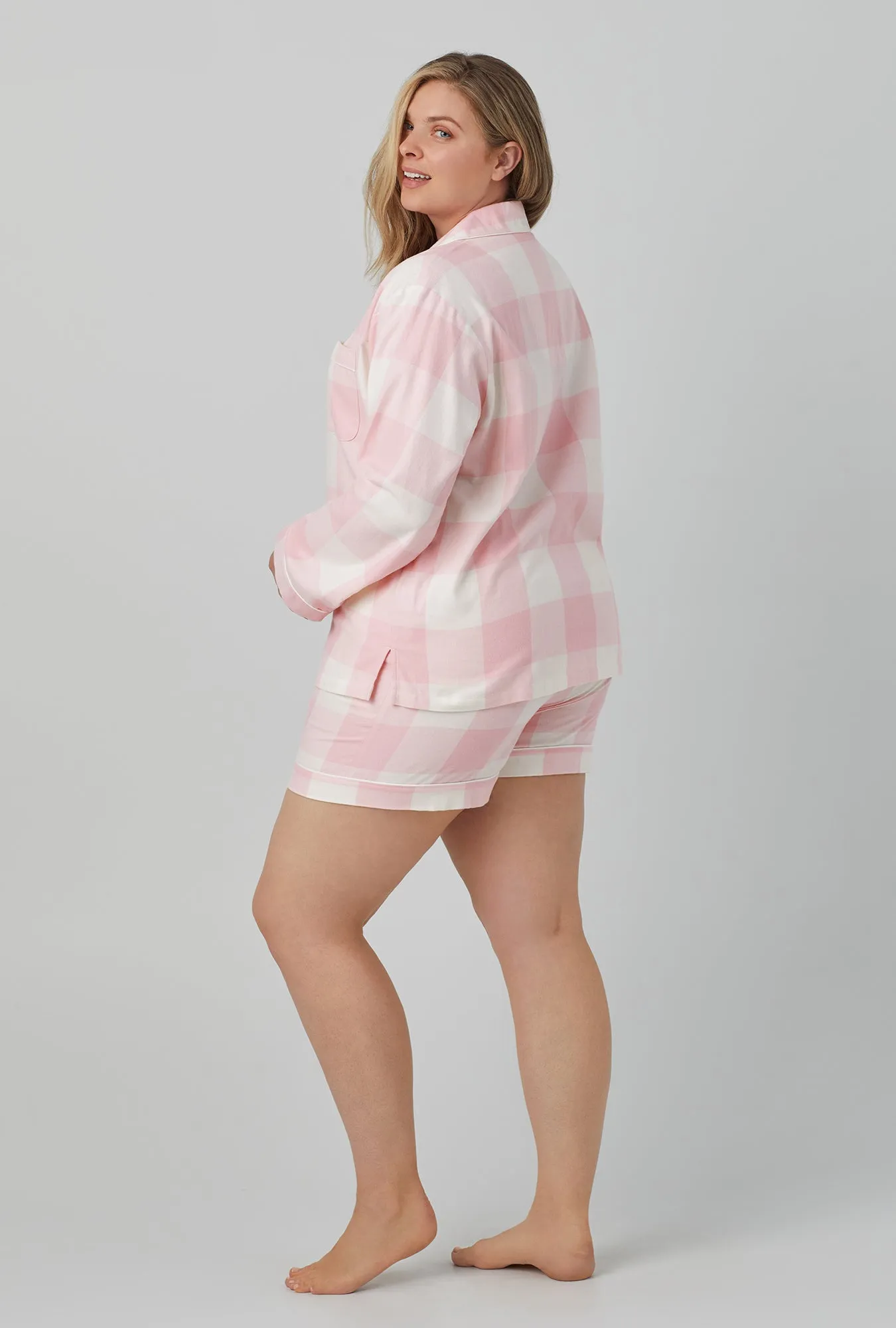 Checking In Long Sleeve Shorty Woven Portuguese Flannel Twill PJ Set sold by BedHead product image thumbnail 5