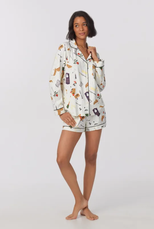 Breakfast In Bed Long Sleeve Classic Stretch Jersey Short PJ Set made by BedHead