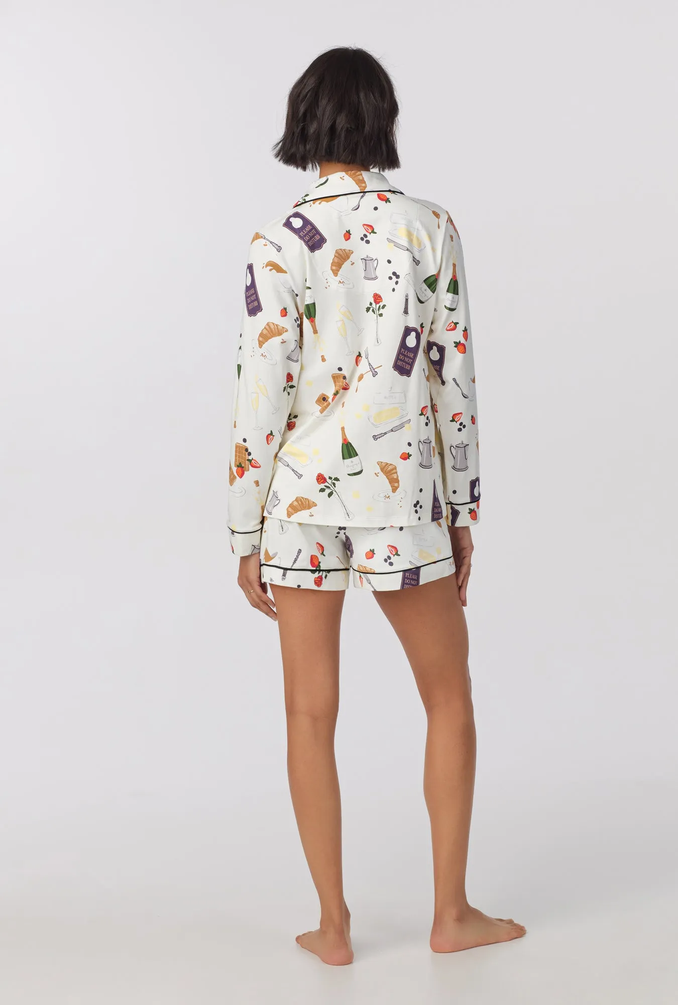 Breakfast In Bed Long Sleeve Classic Stretch Jersey Short PJ Set sold by BedHead product image thumbnail 3