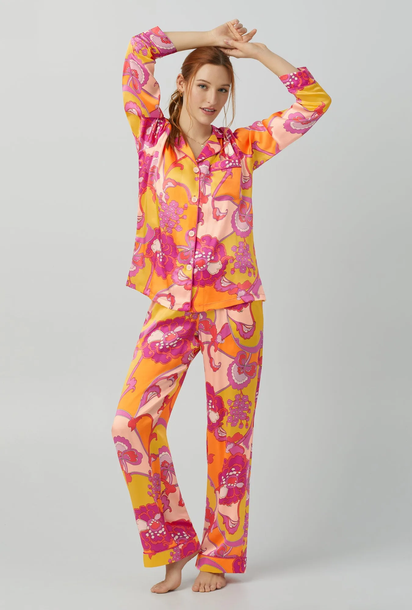 BedHead x Trina Turk Apache Bloom Long Sleeve Classic Washable Silk PJ Set sold by BedHead product image thumbnail 3
