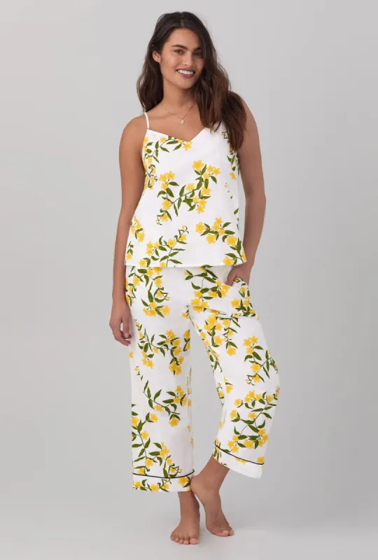 Carolina Jasmine Tank Woven Cotton Poplin Cropped PJ Set sold by BedHead